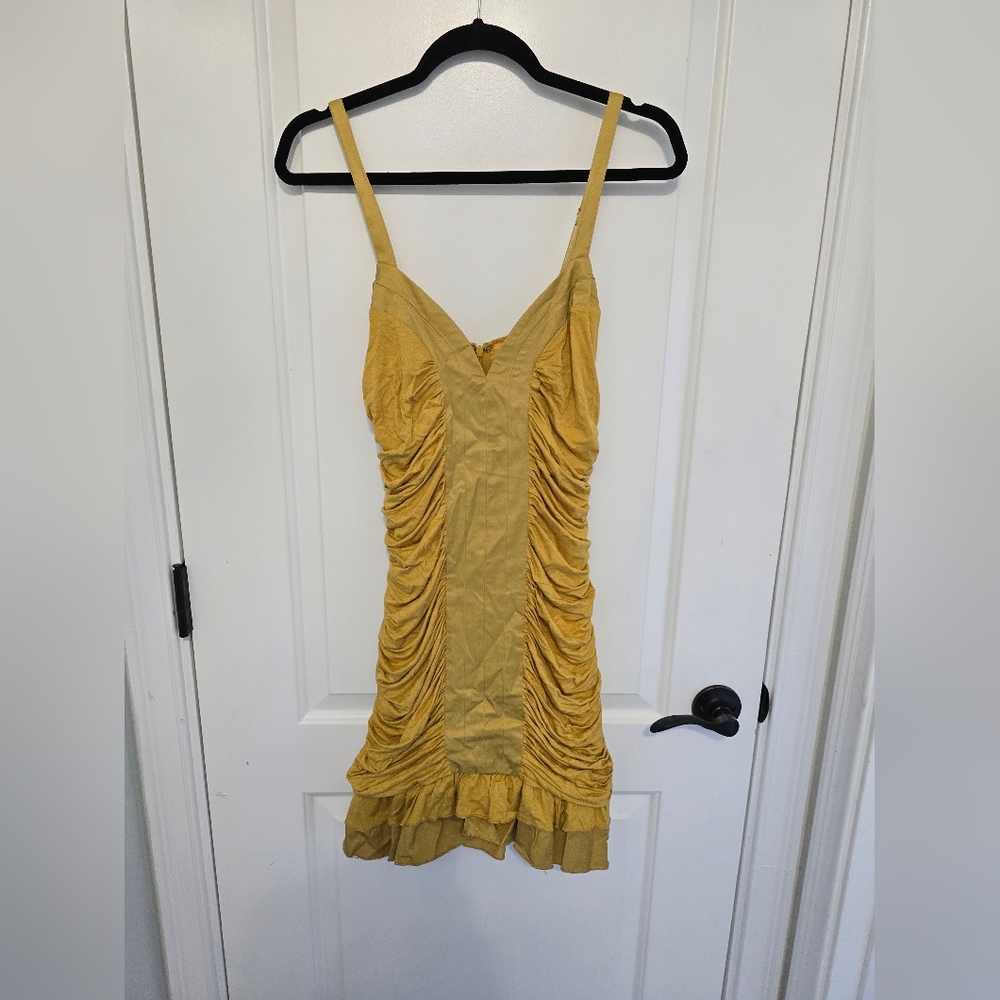 Yellow Ruched Women's Do & Be mustard dress.